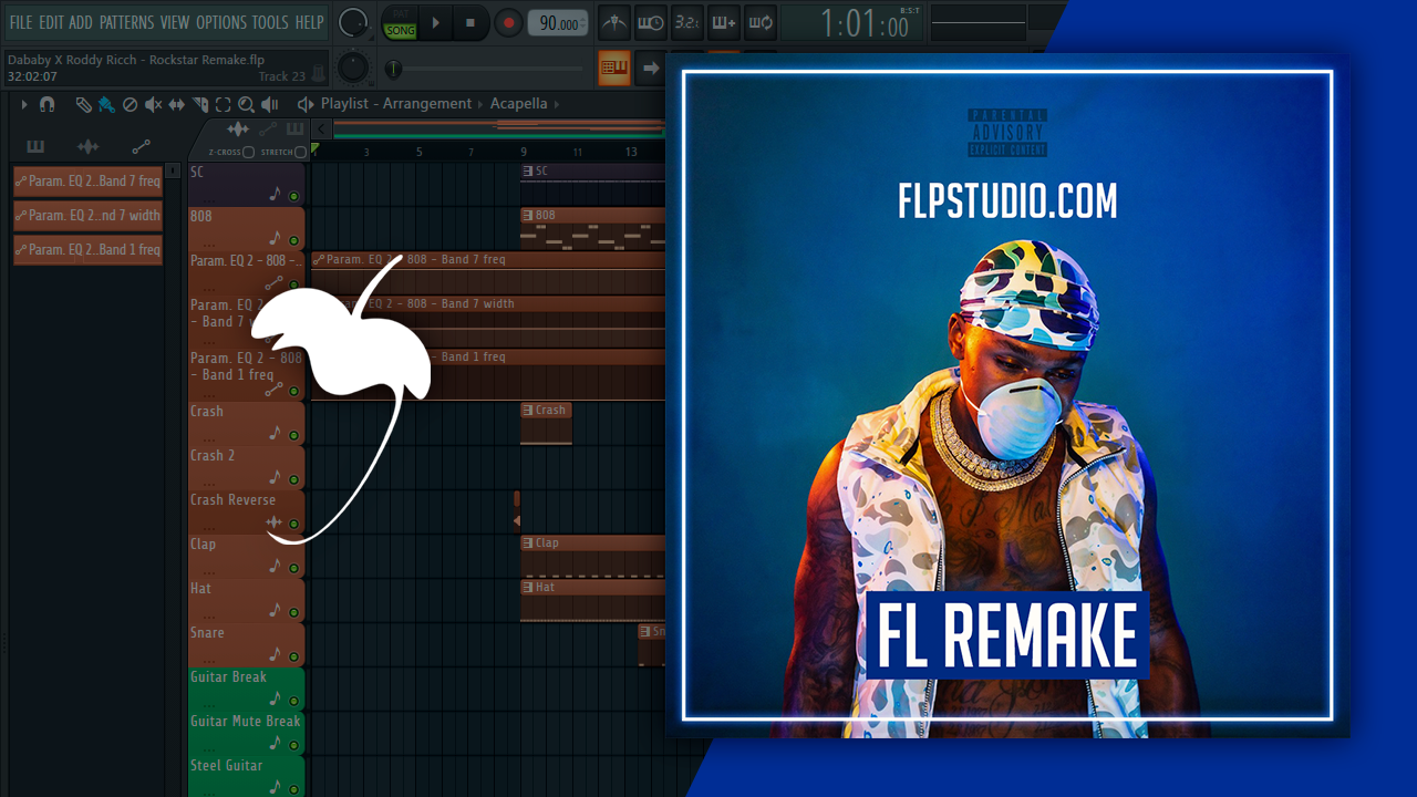 DaBaby ft Roddy Ricch Rockstar Fl Studio Remake (Hip-Hop Template)